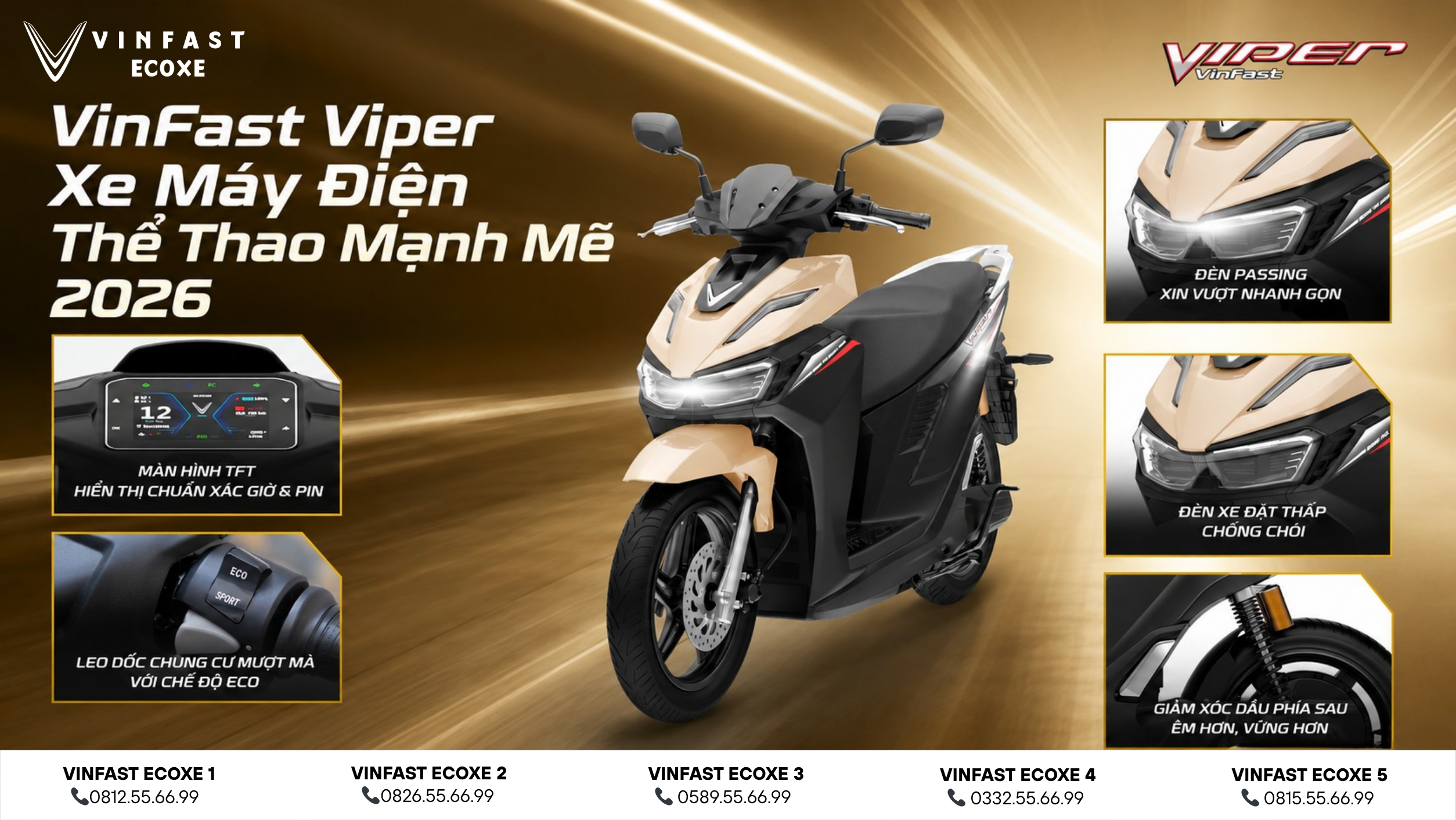 VinFast Viper Xe Máy Điện Thể Thao Mạnh Mẽ 2026
