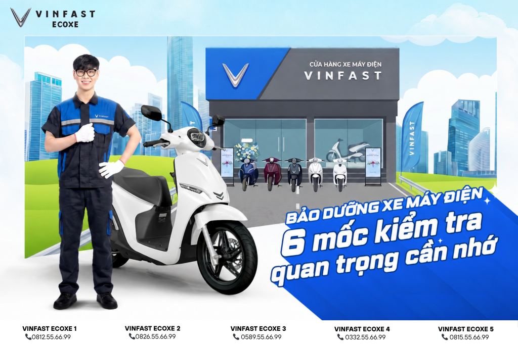 Bảo dưỡng xe máy điện: 6 mốc kiểm tra quan trọng cần nhớ