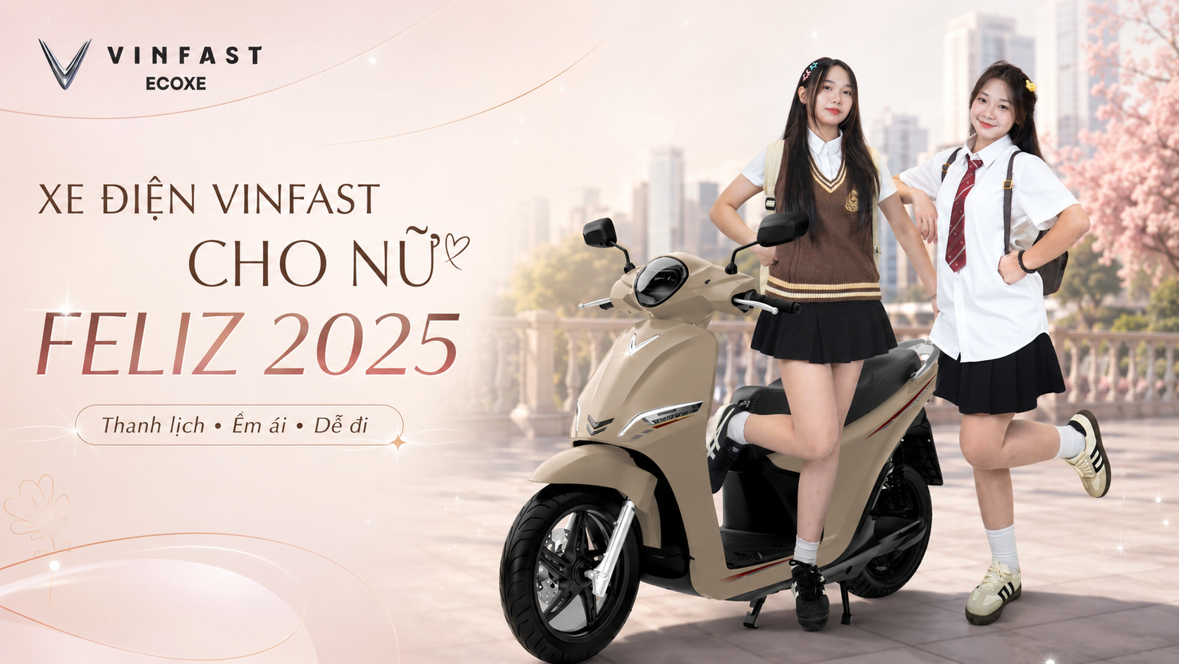 Xe Điện VinFast Cho Nữ Feliz 2025 thanh lịch