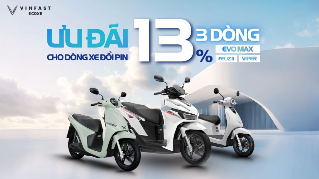 Xe đổi pin VinFast ưu đãi tới 13 phần trăm và Ecoxe giảm thêm 1 triệu