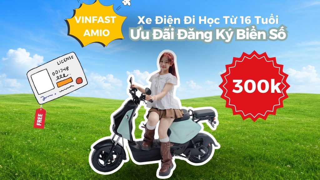 VinFast Amio xe điện đi học nhỏ gọn cho học sinh