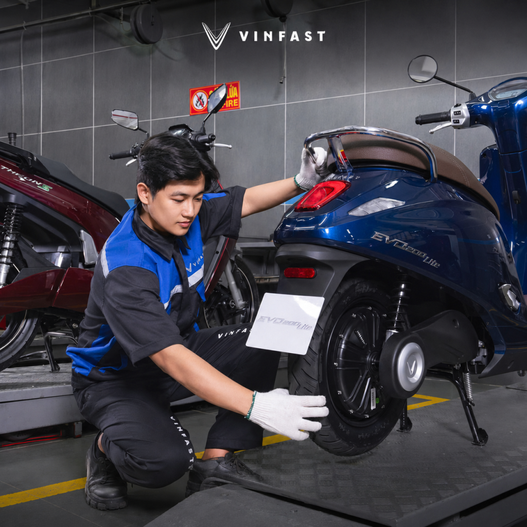 Chi phí bảo dưỡng xe máy điện VinFast : Kiểm tra lốp và má phanh