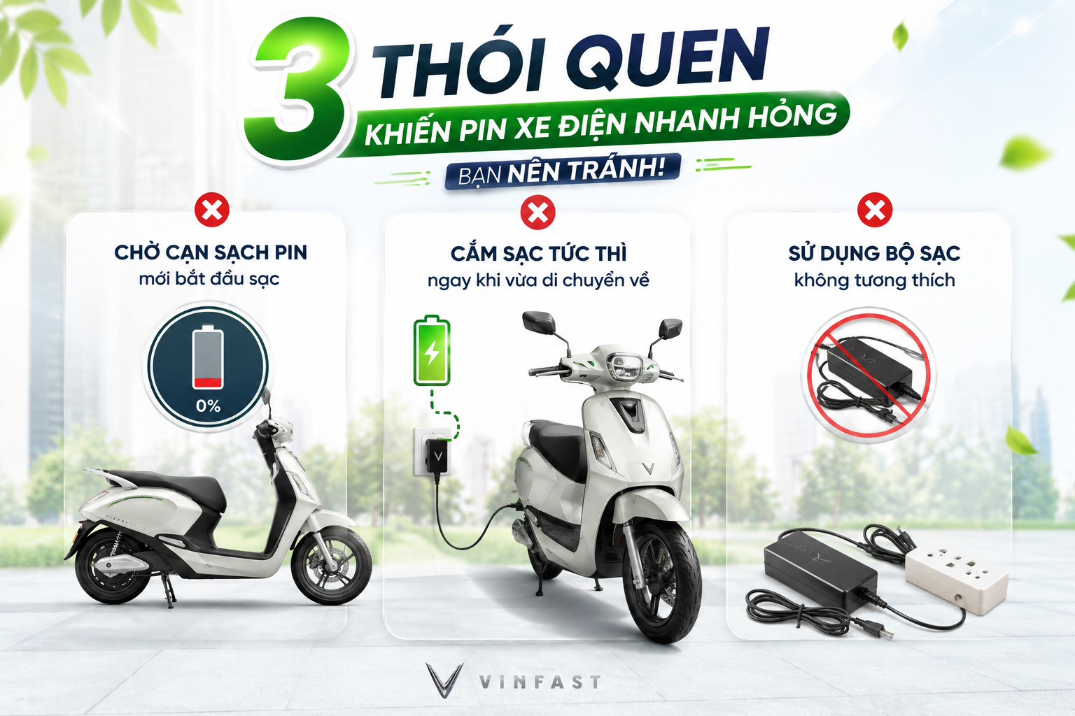 3 thói quen sạc xe máy điện nhanh hỏng