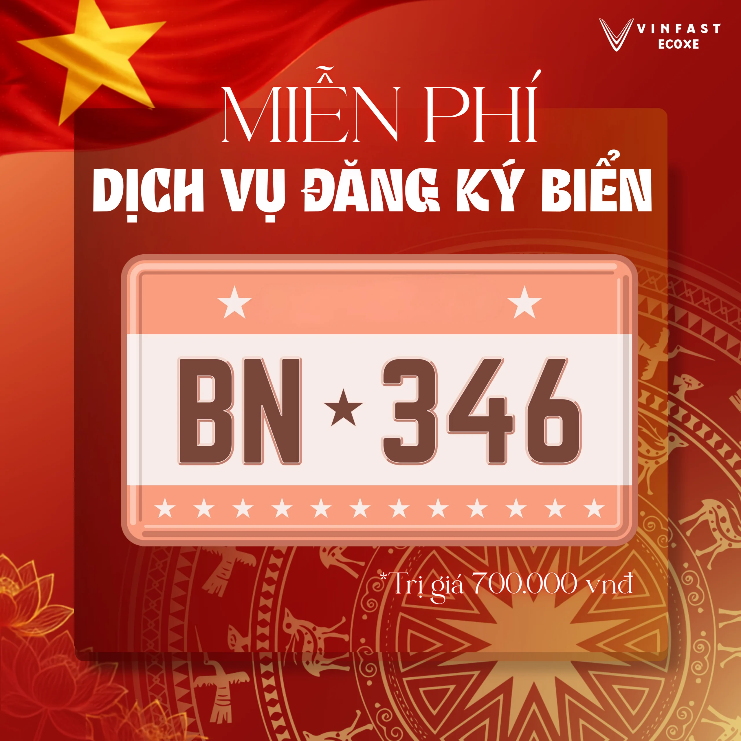 Ưu đãi VinFast Ecoxe 2-9 Miễn phí dịch vụ làm biển