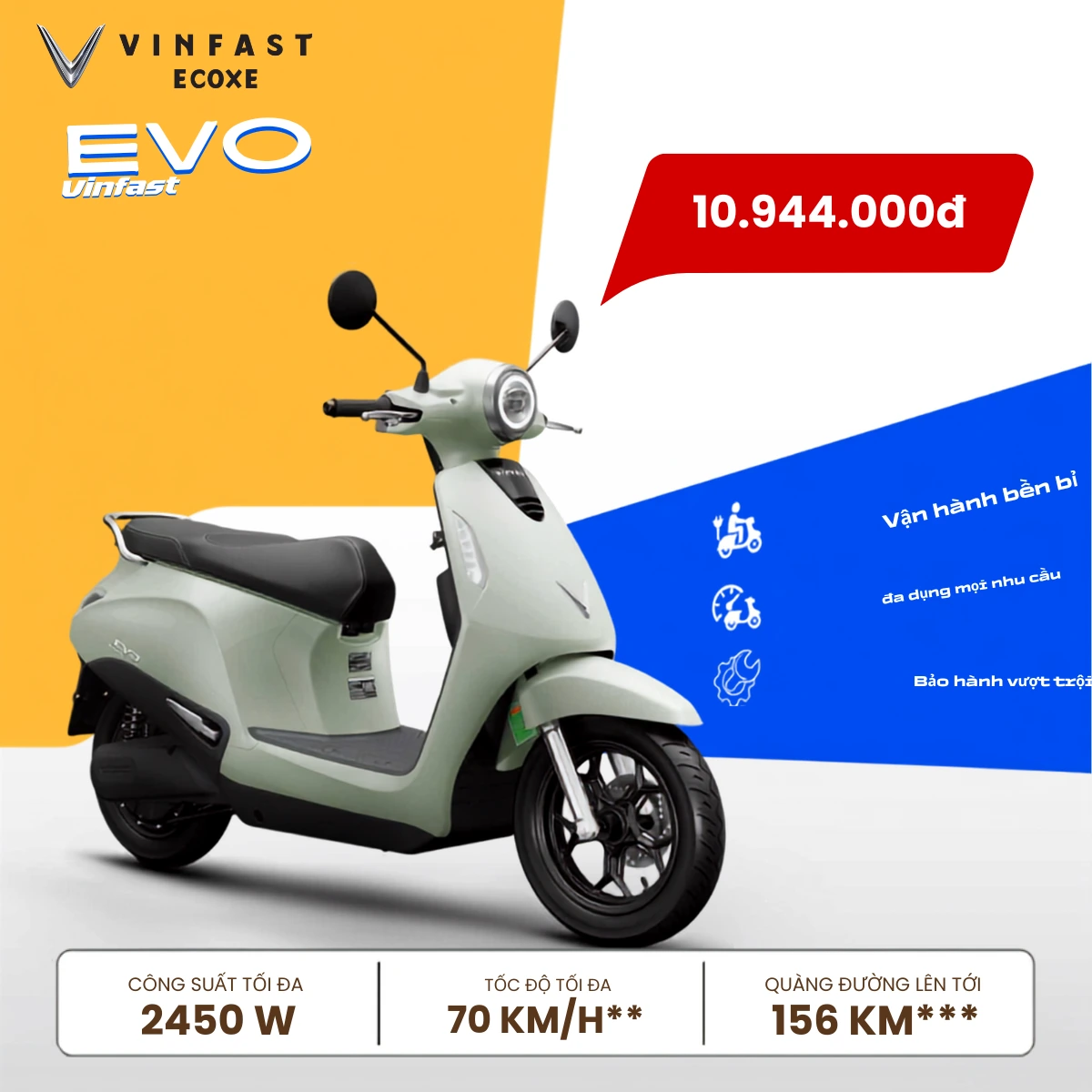 Giá xe máy điện VinFast Evo sau khi áp dụng tất cả chính sách ưu đãi